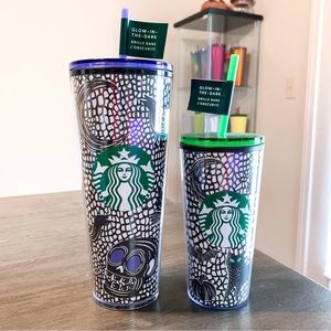 Starbucks 2020 OG Halloween glow in the dark blue and green tumbler set